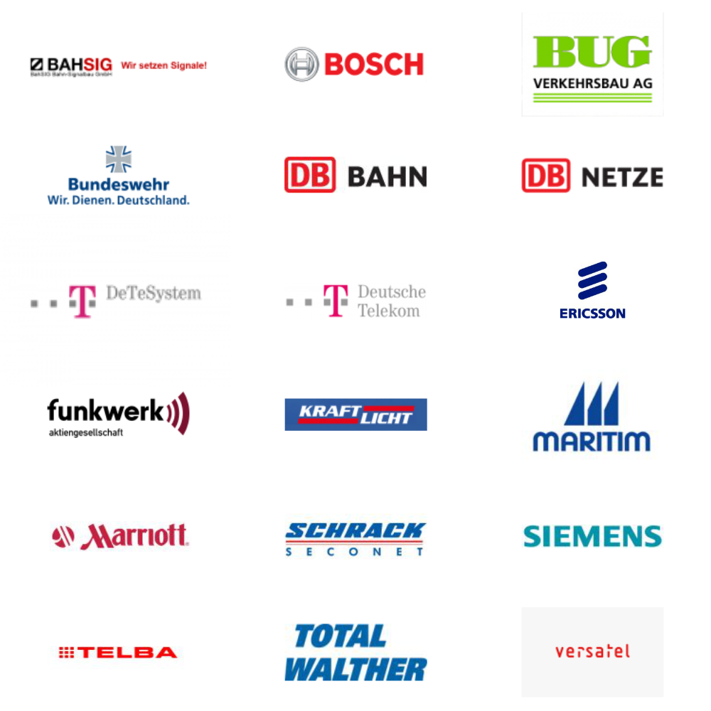 Erfolgreiche Projekte für Telekommunikations-, Infrastruktur- und Industriekunden Auswahl von Referenzkunden und Projektpartnern der MBM Network Services GmbH, darunter Unternehmen aus Telekommunikation, Netzbau, Industrie